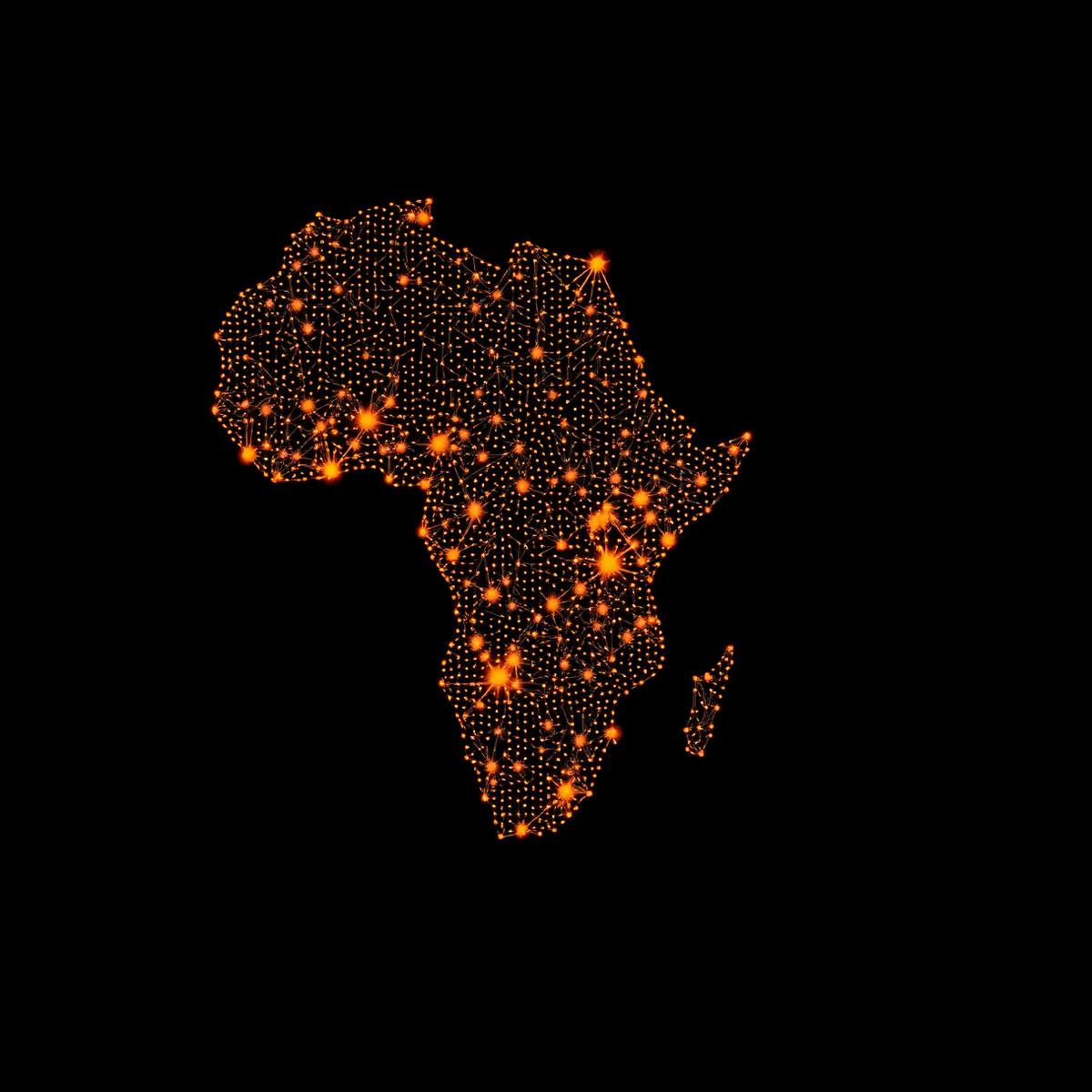 Map of Africa illustrating Pitchclerk Music Group's Sub-Saharan market coverage